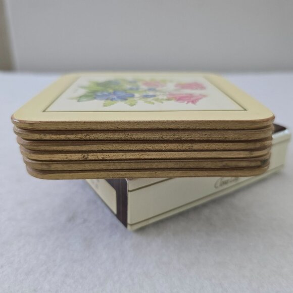 Set 6 Clover Leaf Vintage Cork Coasters 4" VIRGINIA USA Floral Elizabeth Rice - Picture 6 of 13
